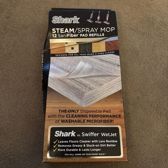 Shark DXT100 SaniFiber Disposable Pads, Pack of 12 - White Damaged Box NEW - Picture 4 of 4